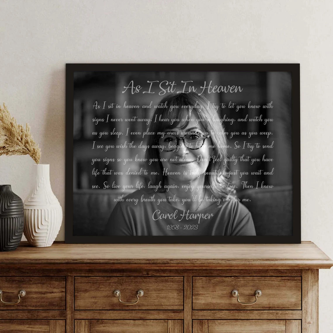 As I Sit In Heaven Memorial Portrait Custom Tribute Print