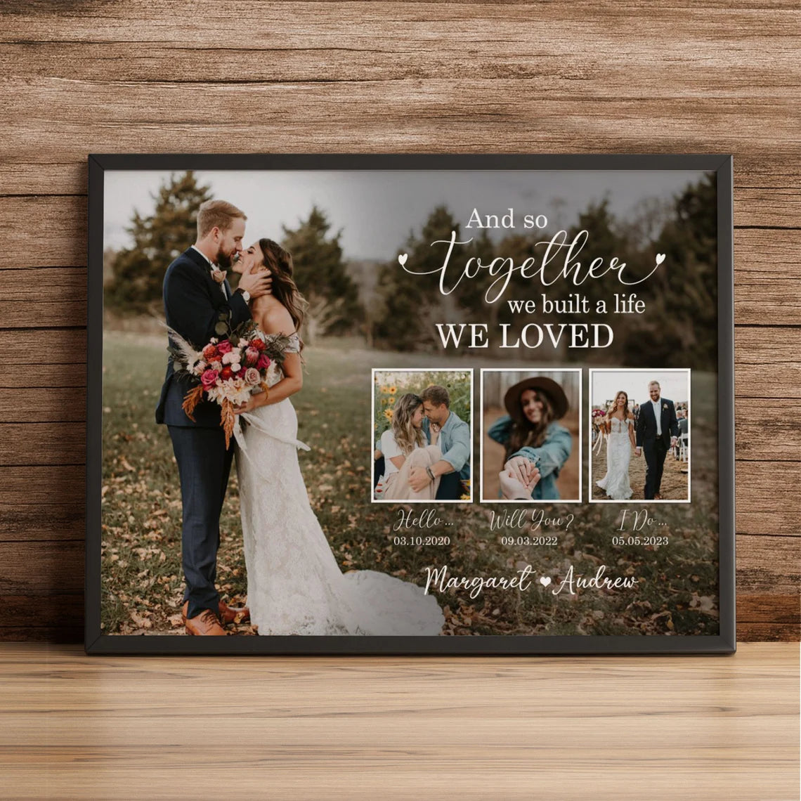 Personalized Wedding Timeline Photo Gift Custom Couple Wall Art Print
