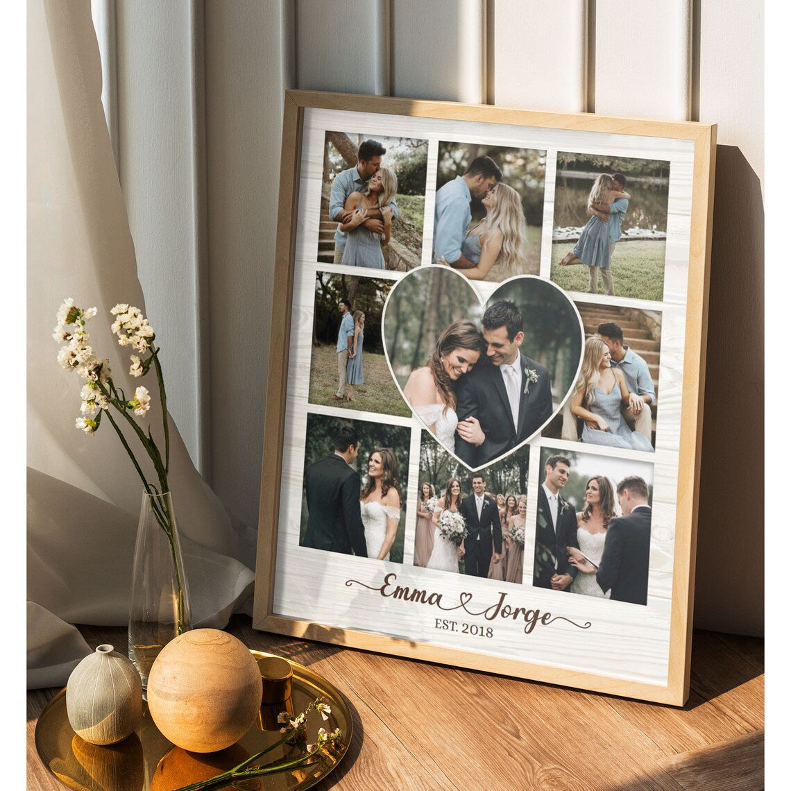 Custom Wedding Photo Collage Personalized Couple Wall Art Gift