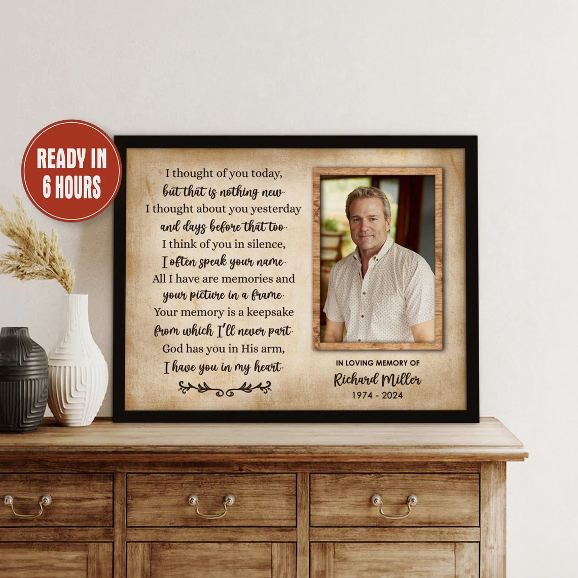 I Thought Of You Today Memorial Photo Print Personalized In Loving Memory Gift