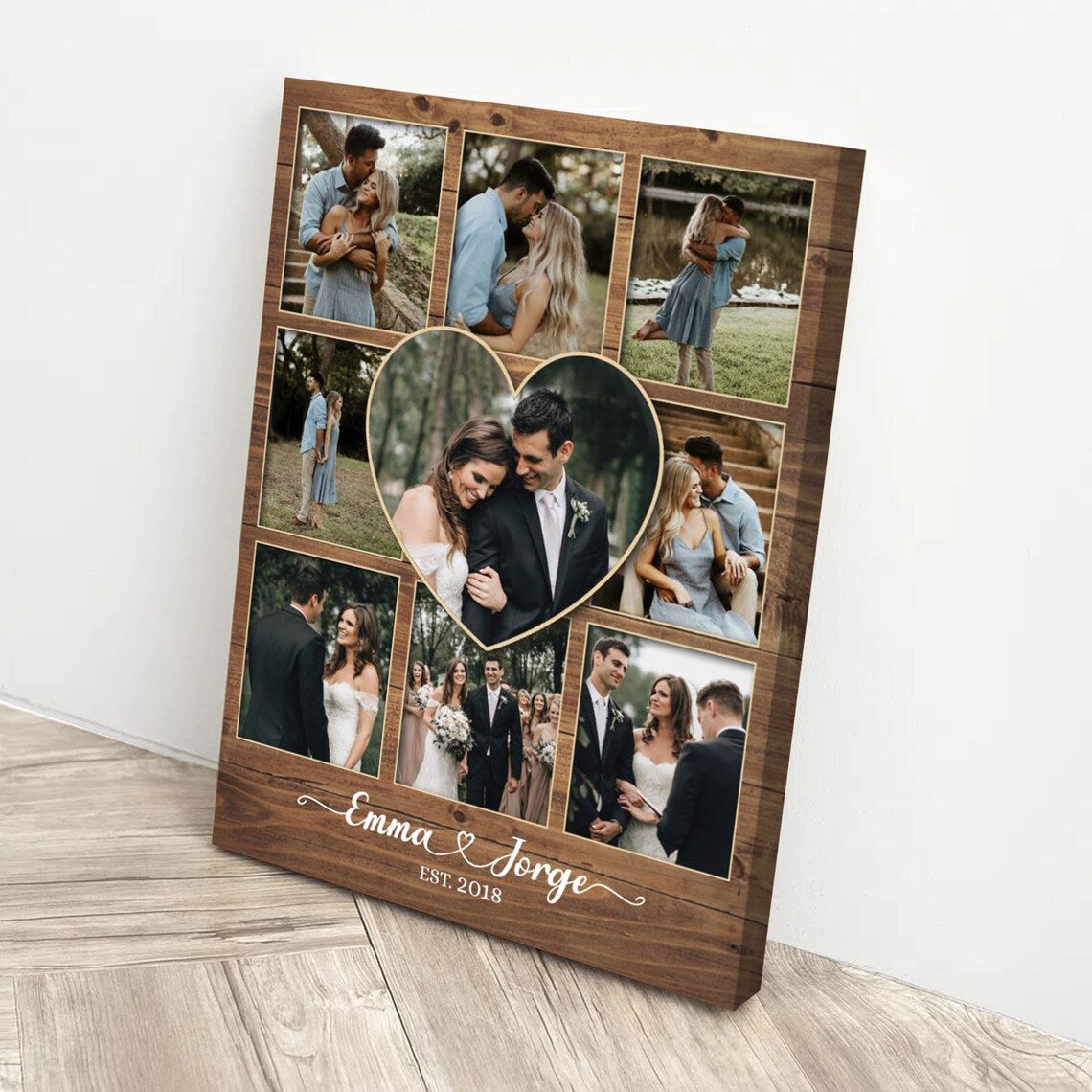 Custom Wedding Photo Collage Personalized Couple Wall Art Gift
