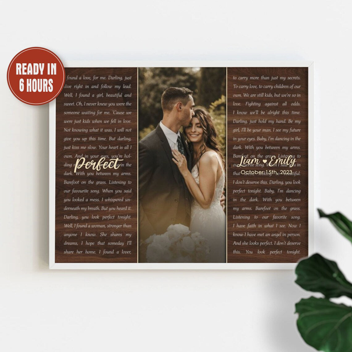 Custom Wedding Photo Wall Art with Song Lyrics – Personalized Anniversary Gift for Couples