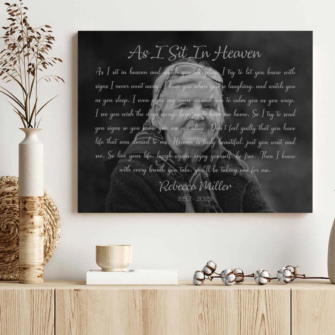 As I Sit In Heaven Memorial Portrait Custom Tribute Print
