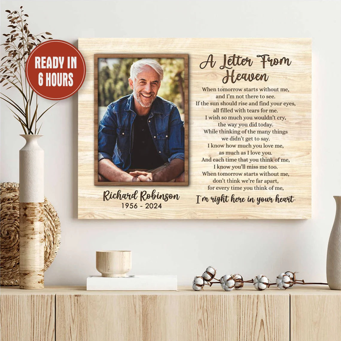 A Letter from Heaven Memorial Print Custom Vintage Tribute Photo Gift