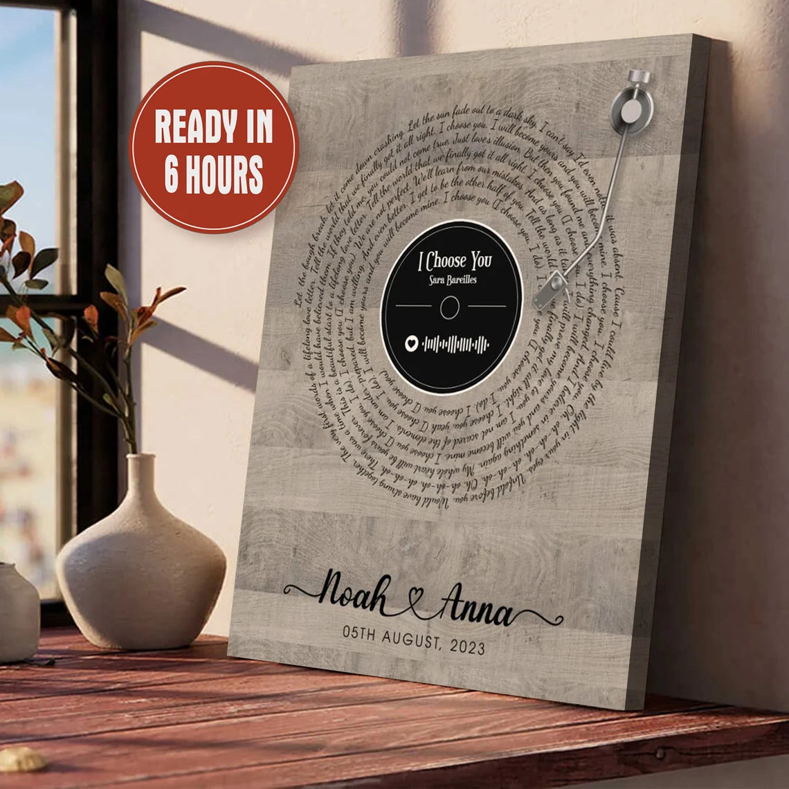 Personalized Vinyl Record Song Lyrics Wall Art Custom Couple Names Gift
