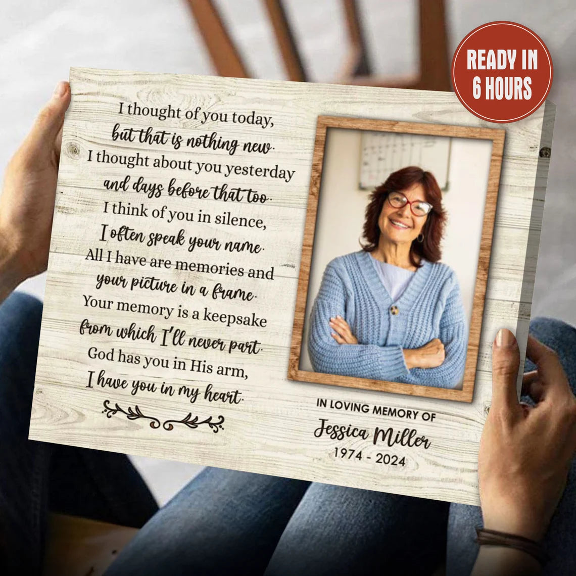 Personalized Memorial Photo Print I Thought of You Today In Loving Memory Gift