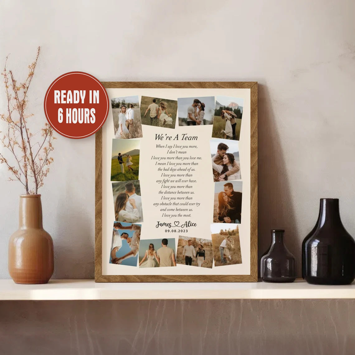We’re A Team – Personalized Couple Poem Photo Collage Wall Art