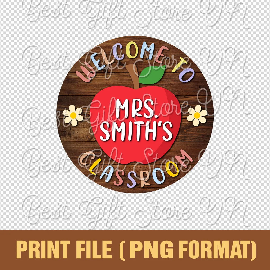 Personalized Apple Classroom Door Sign – Welcome Back to School Teacher Gift
