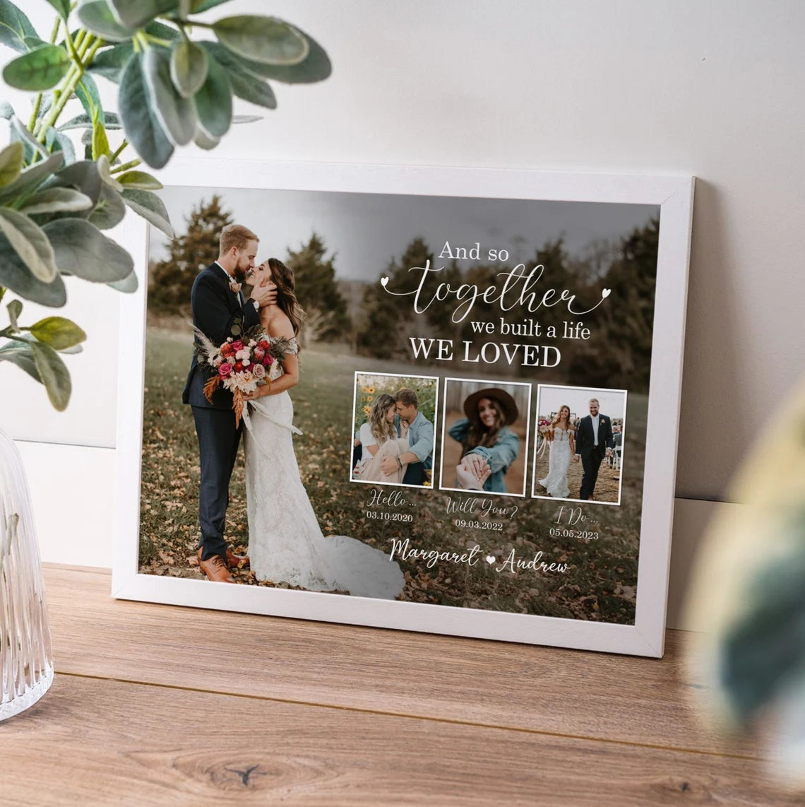 Personalized Wedding Timeline Photo Gift Custom Couple Wall Art Print