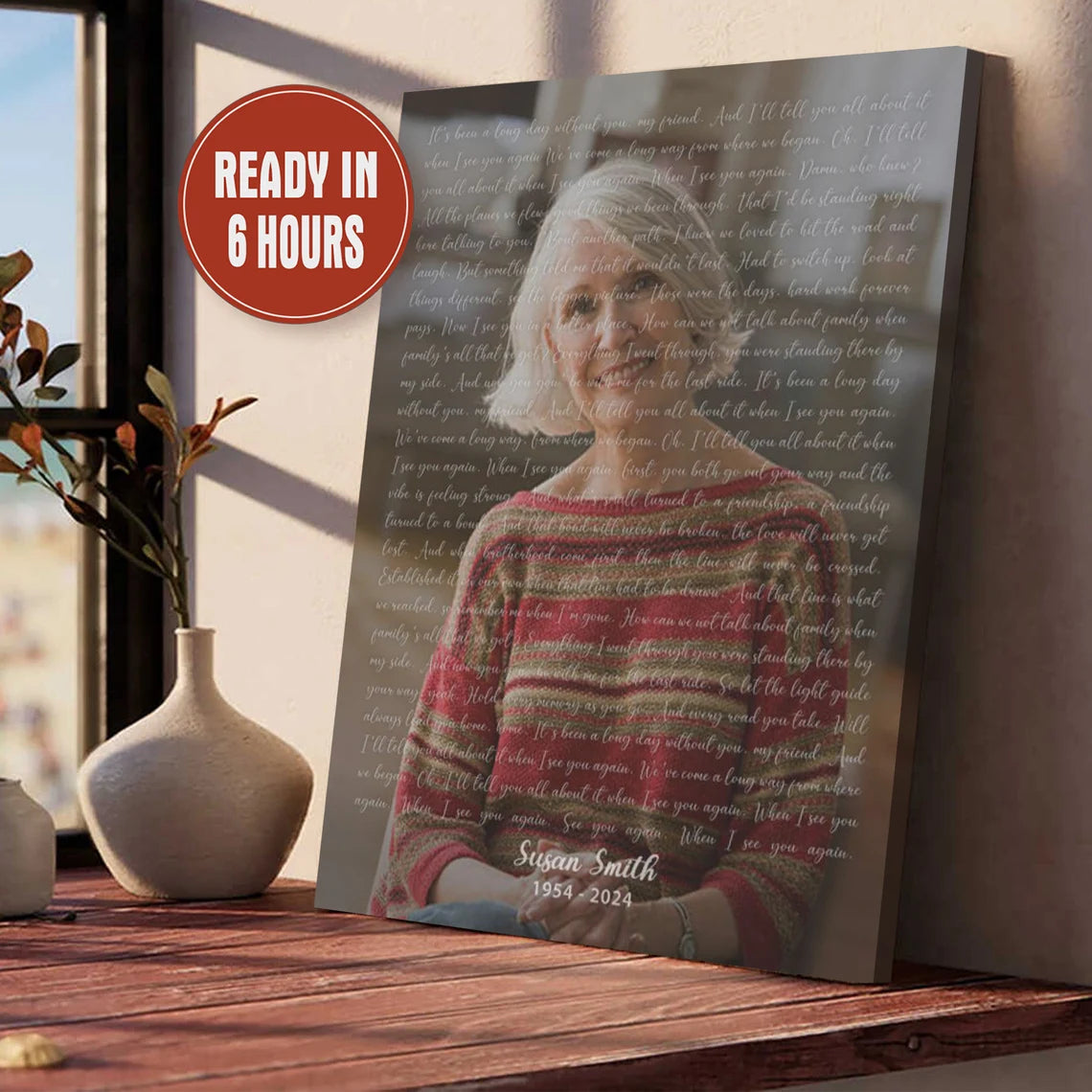 Custom Memorial Photo Print with Song Lyrics – Personalized In Loving Memory Wall Art
