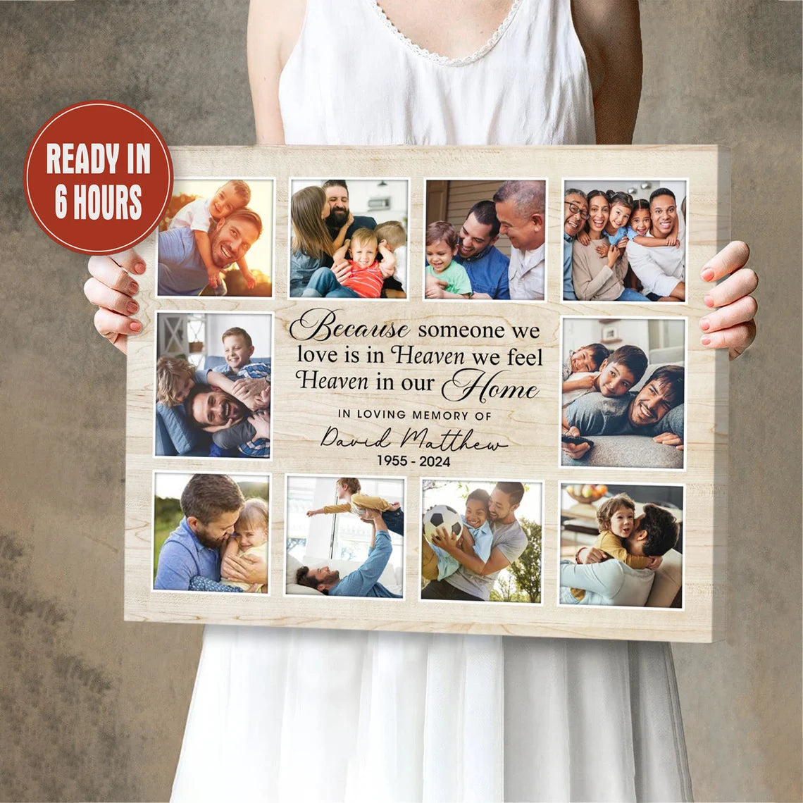 Personalized Memorial Photo Collage Wall Art Heaven in Our Home Quote