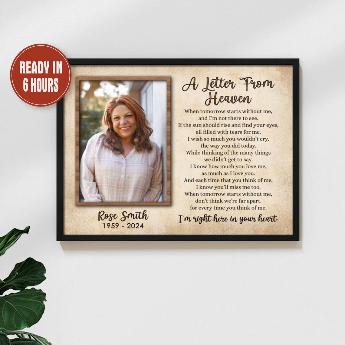 A Letter From Heaven Memorial Photo Print Personalized Sympathy Wall Art