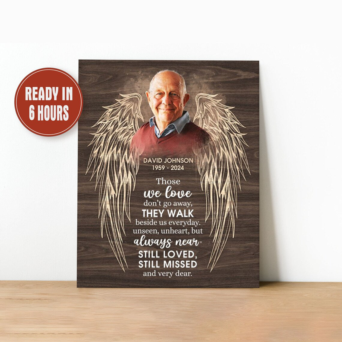 Angel Wings Memorial Wall Art Personalized Photo Print for Loss of Loved One