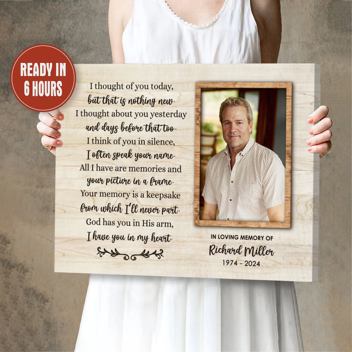 I Thought Of You Today Memorial Photo Print Personalized In Loving Memory Gift