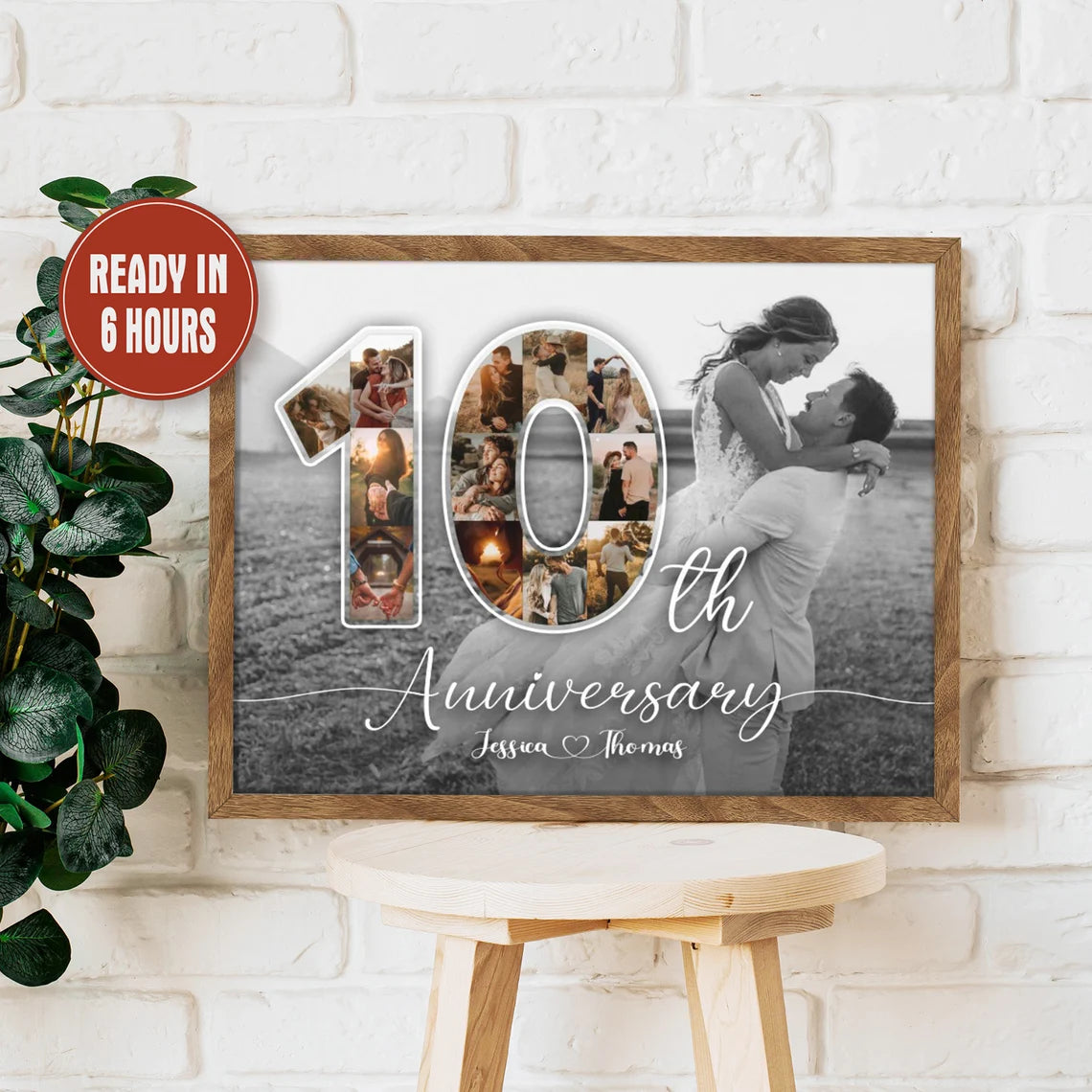 Custom Anniversary Photo Collage – Personalized Number Wall Art (Any Year)