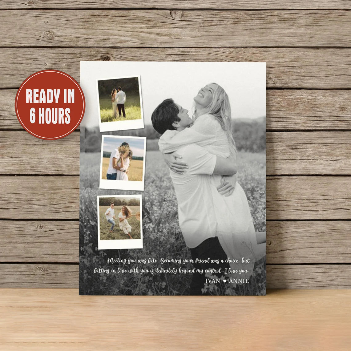 Personalized Couple Photo Collage Wall Art – Custom Love Quote Gift for Her or Him