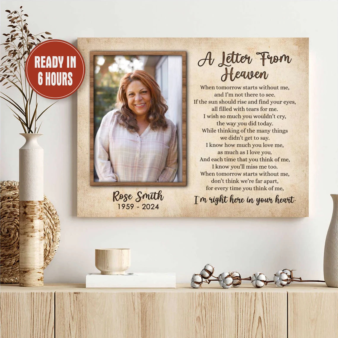 A Letter From Heaven Memorial Photo Print Personalized Sympathy Wall Art