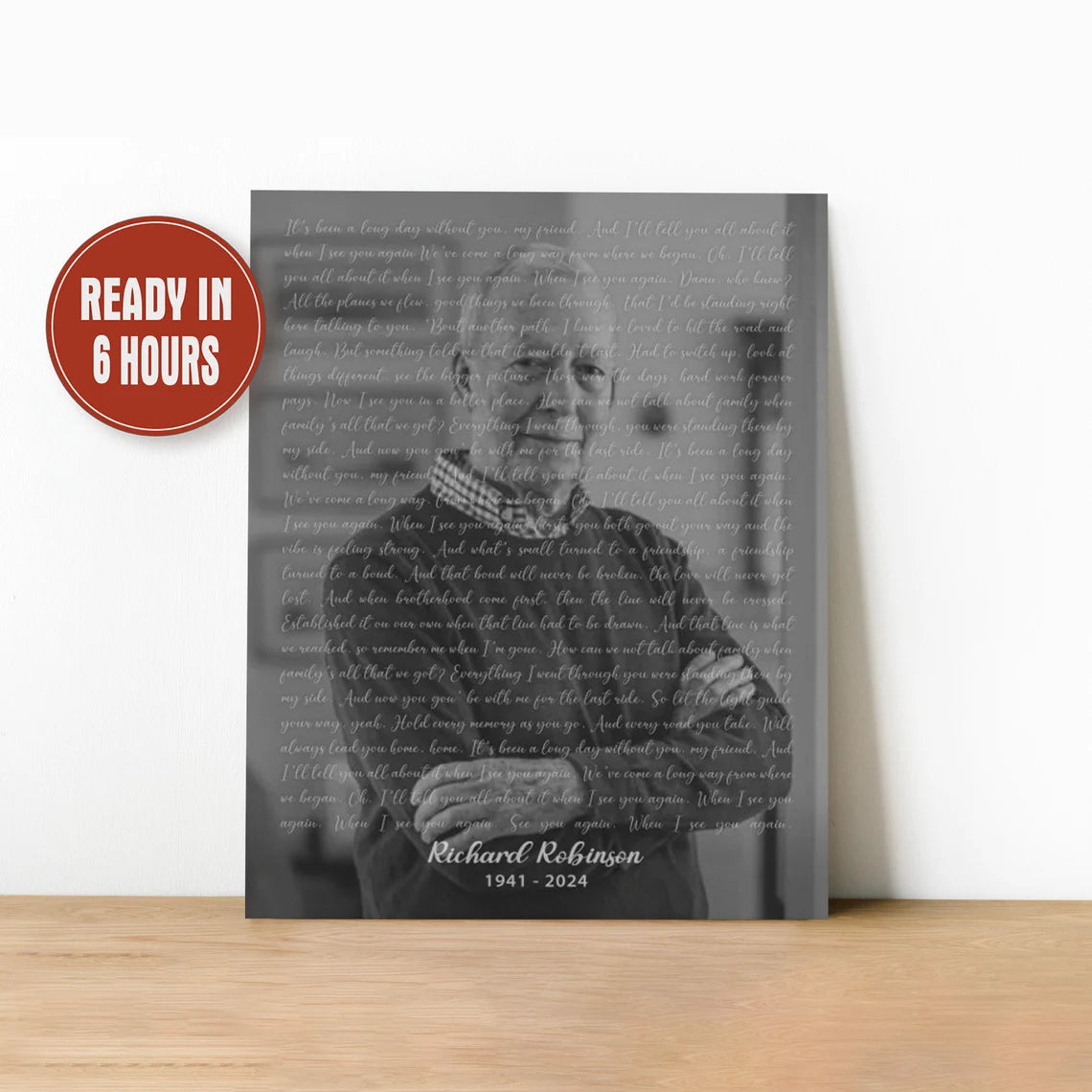 Custom Memorial Photo Print with Song Lyrics – Personalized In Loving Memory Wall Art