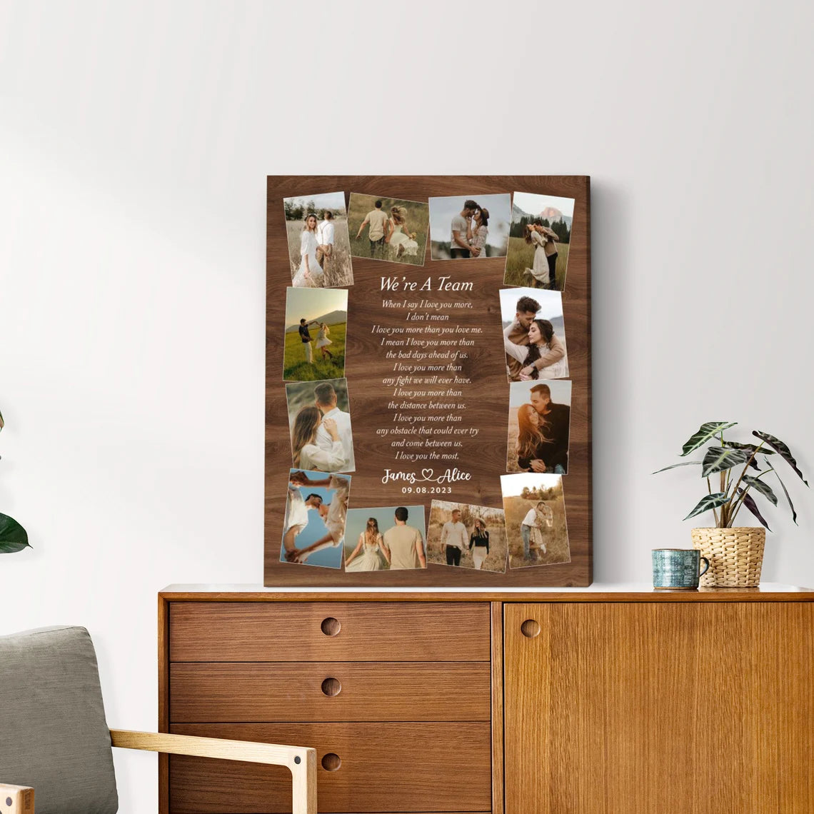We’re A Team – Personalized Couple Poem Photo Collage Wall Art