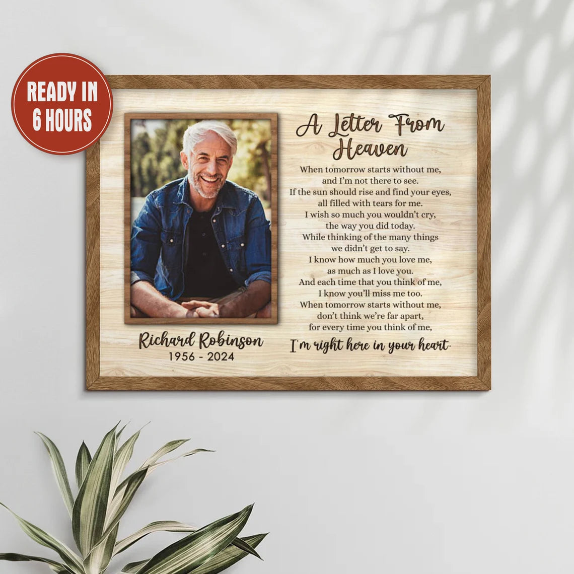 A Letter from Heaven Memorial Print Custom Vintage Tribute Photo Gift