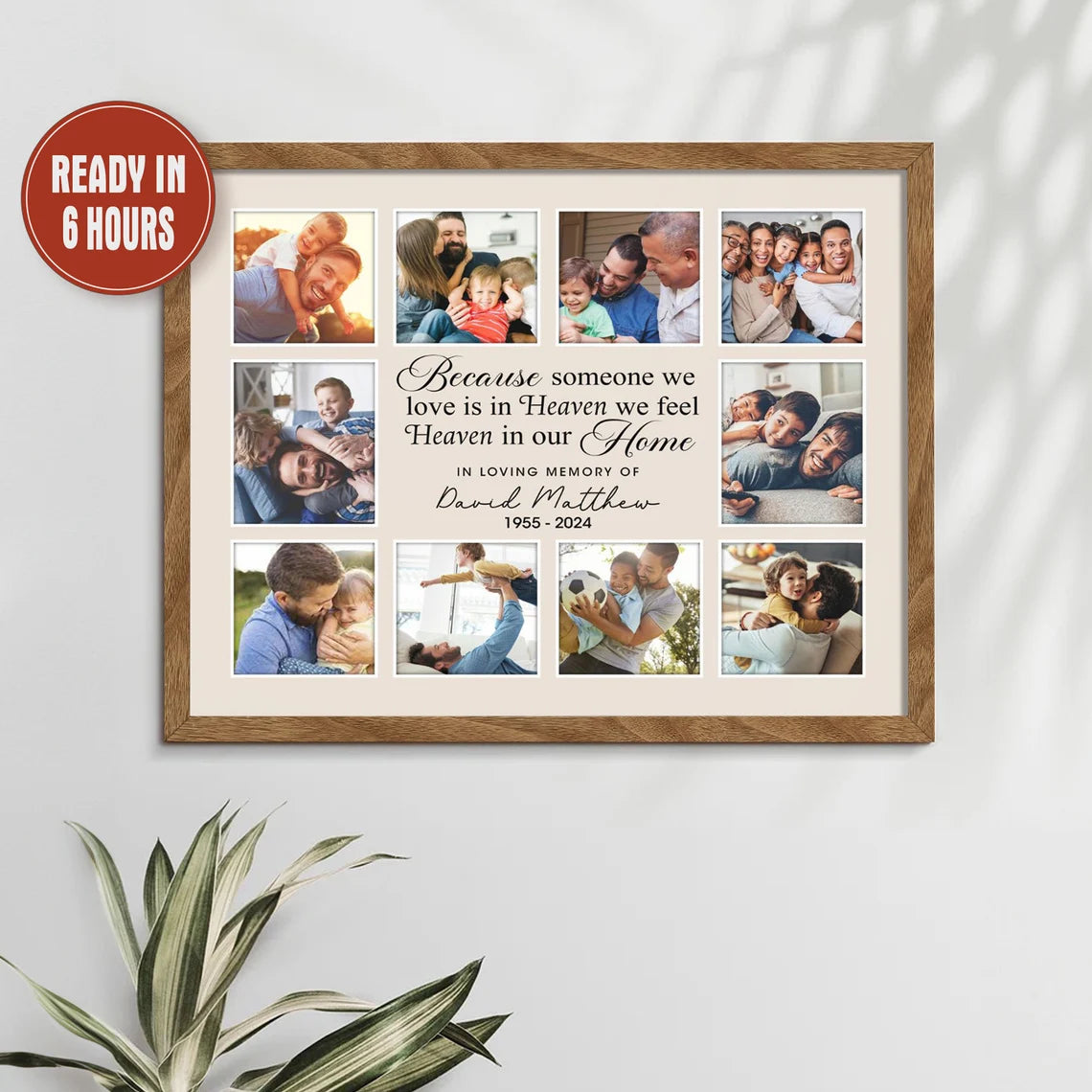 Personalized Memorial Photo Collage Wall Art Heaven in Our Home Quote