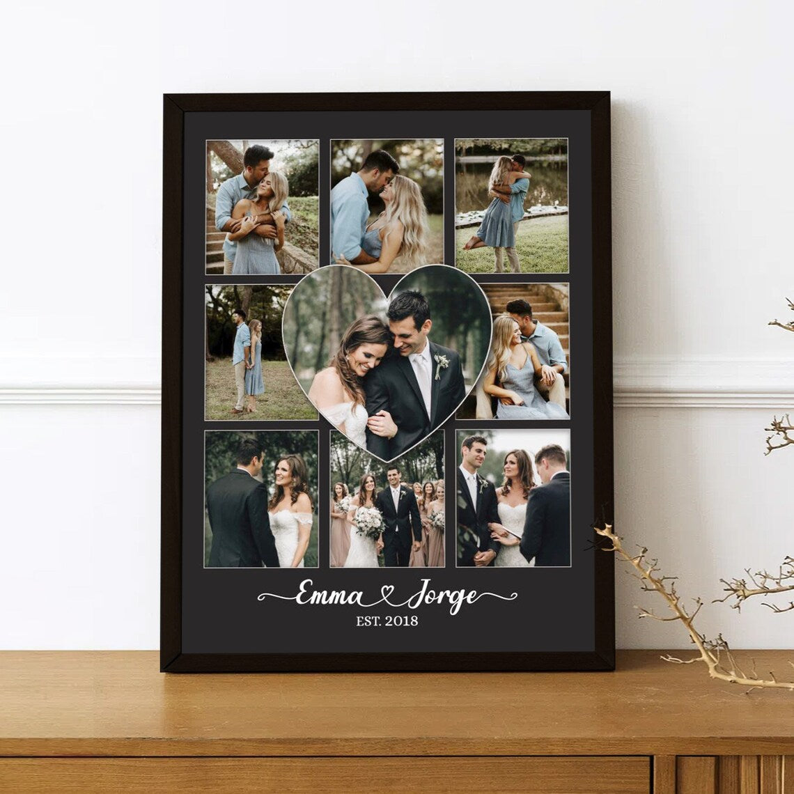 Custom Wedding Photo Collage Personalized Couple Wall Art Gift
