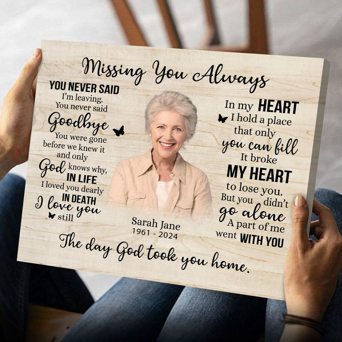 Missing You Always Memorial Wall Art Personalized Photo Print for Loss of Loved One