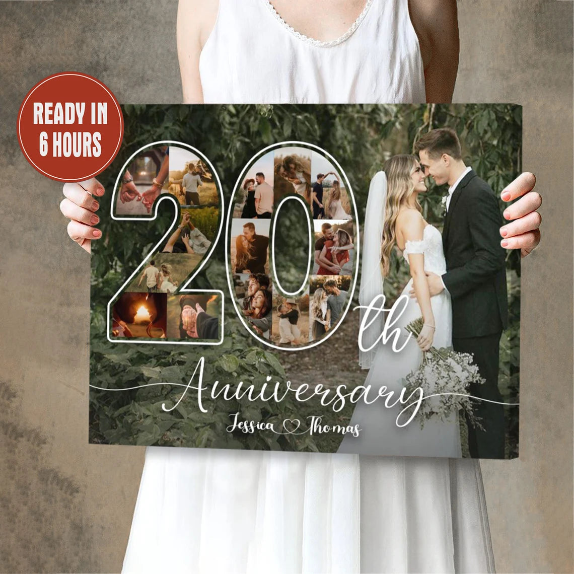 Custom Anniversary Photo Collage – Personalized Number Wall Art (Any Year)