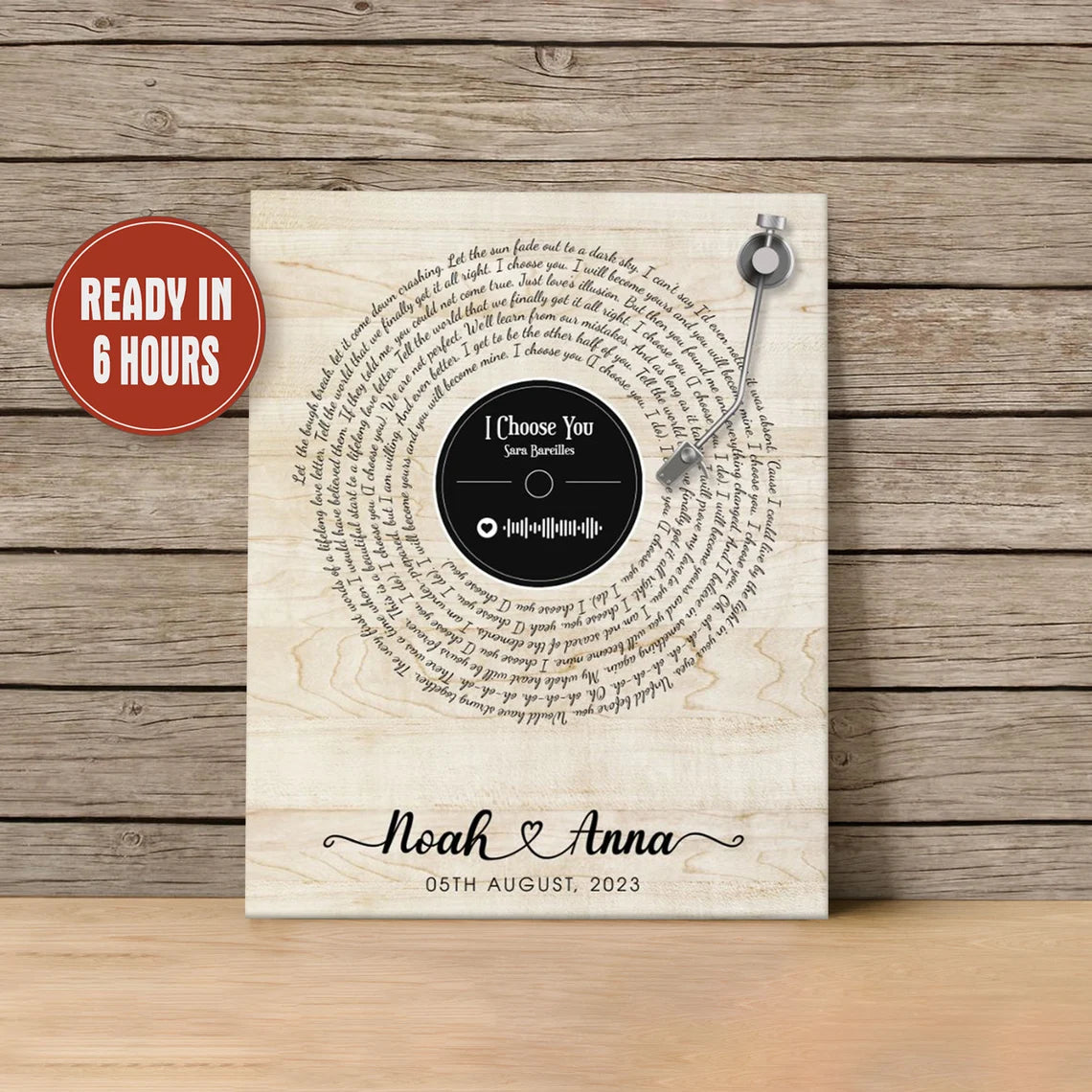Personalized Vinyl Record Song Lyrics Wall Art Custom Couple Names Gift