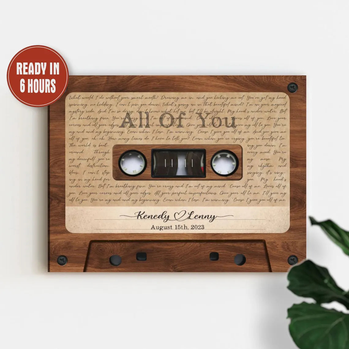 Custom Cassette Tape Wall Art with Song Lyrics and Names – Personalized Anniversary Gift