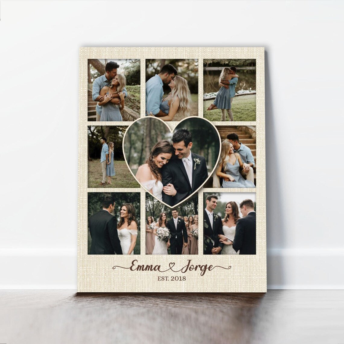 Custom Wedding Photo Collage Personalized Couple Wall Art Gift