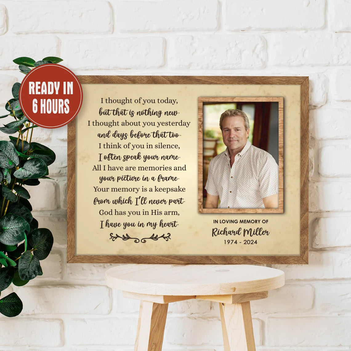 I Thought Of You Today Memorial Photo Print Personalized In Loving Memory Gift