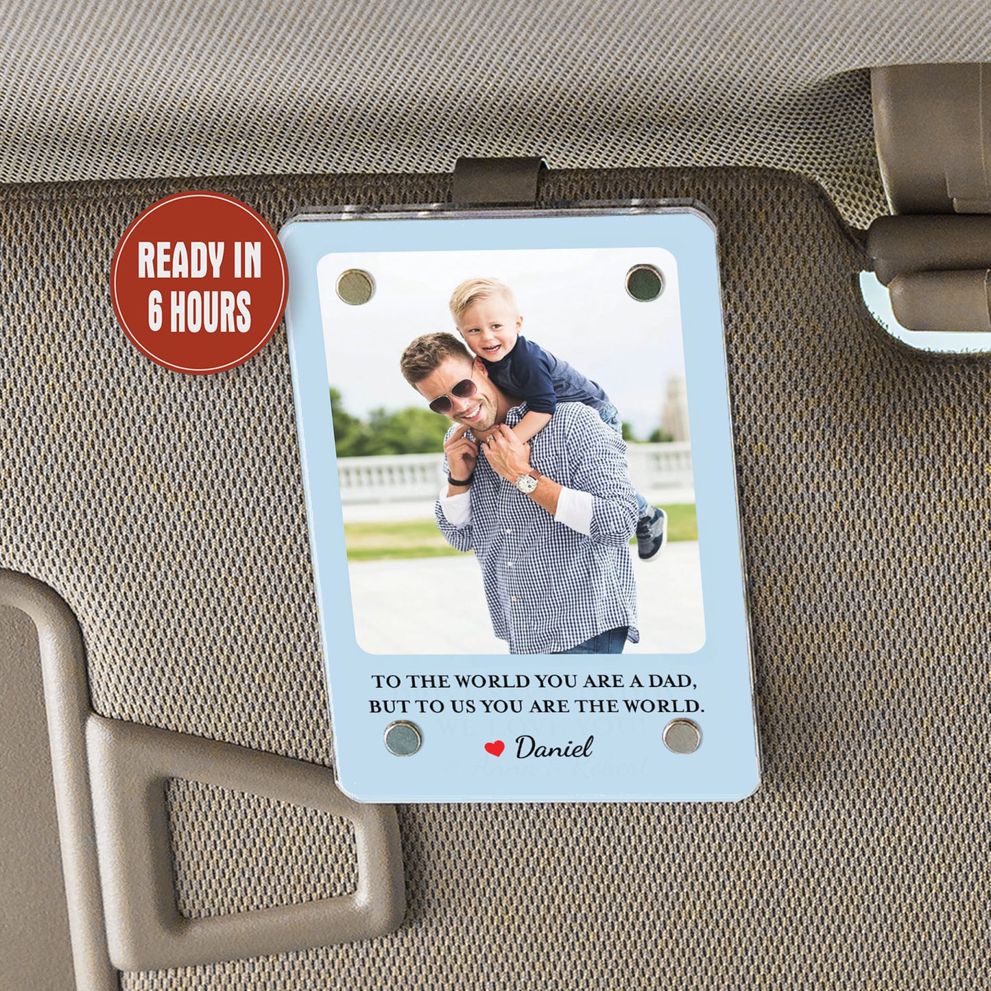 Custom Photo Car Visor Clip, Fathers Day Gift For Dad, Gift for Husband