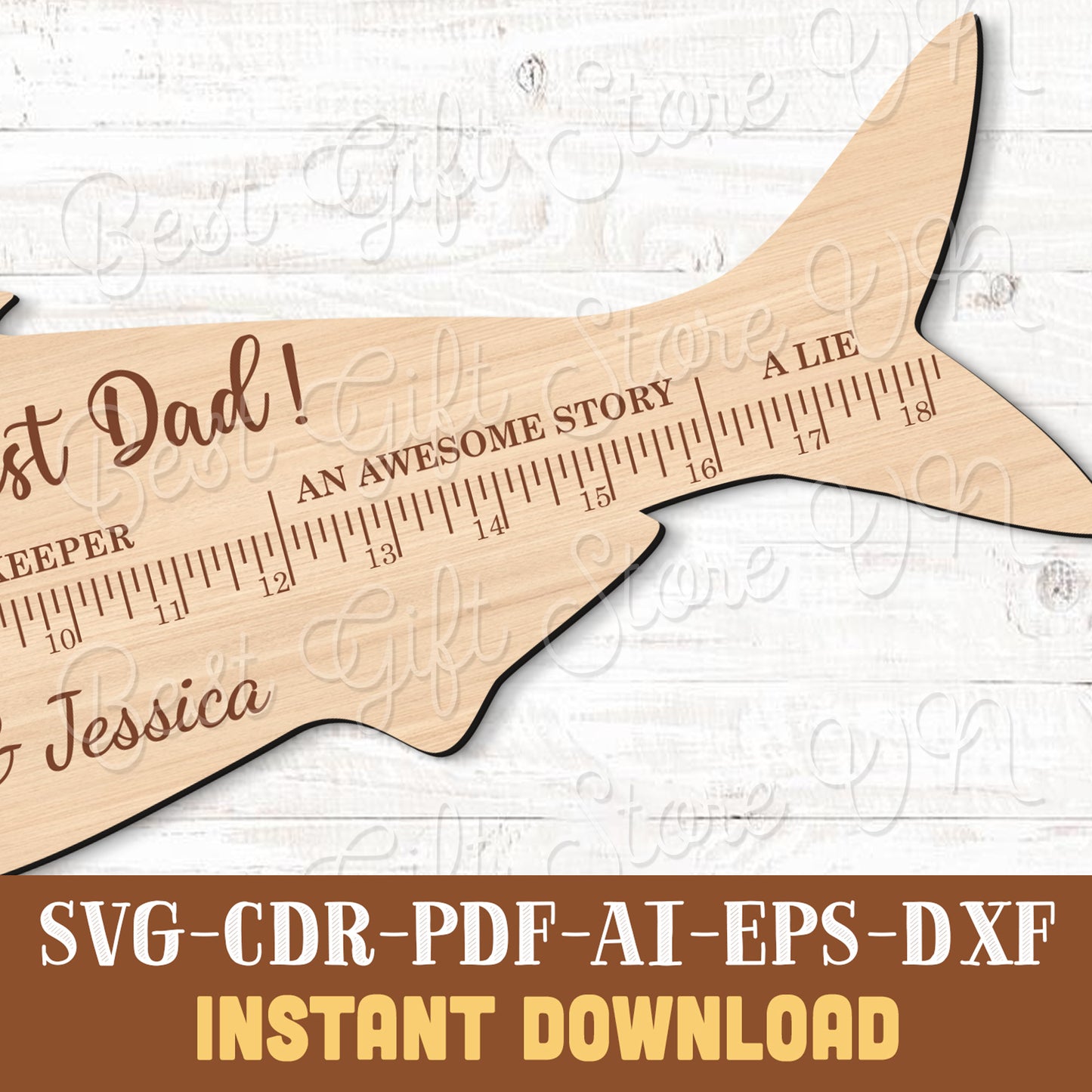 Fish Ruler Sign SVG Laser Cut File, Father's Day Sign SVG, We Hooked The Best Dad SVG