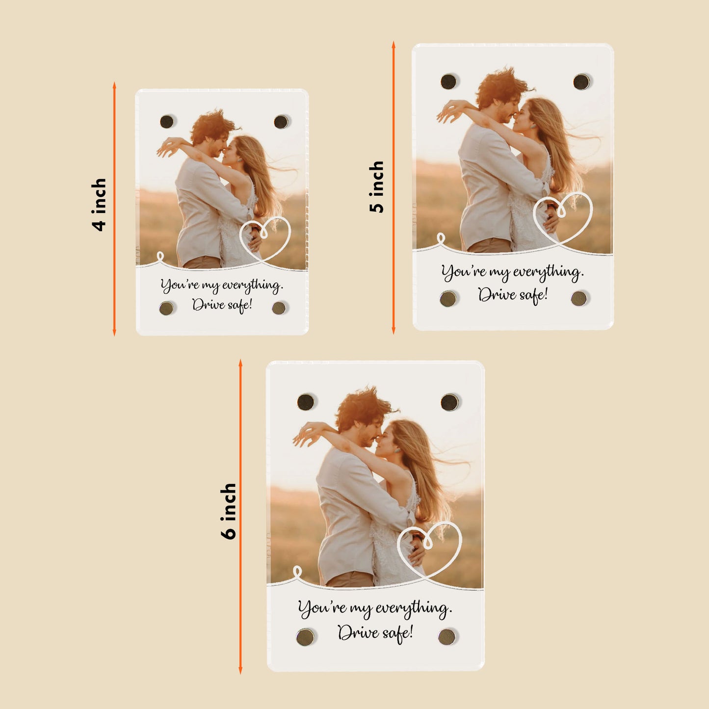 Personalized Car Visor Photo Clip, Couples Safe Driving Keepsake, Romantic Boyfriend Gift