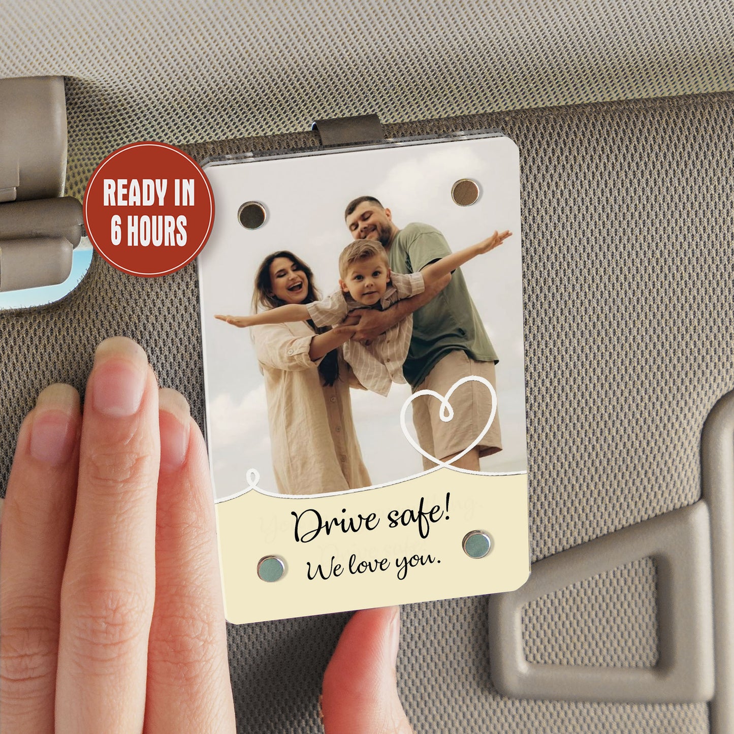 Personalized Car Visor Photo Clip, Couples Safe Driving Keepsake, Romantic Boyfriend Gift
