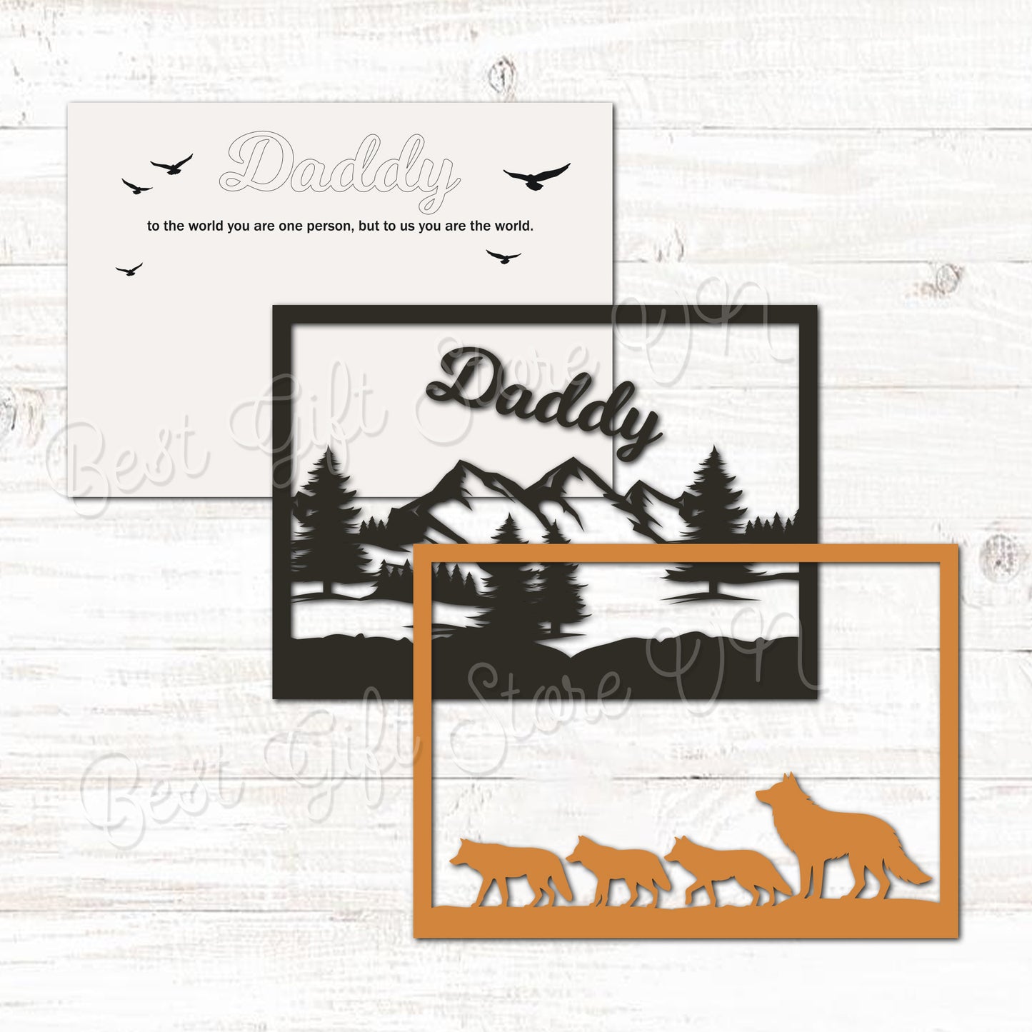 Daddy Wolf Family Laser Cut File SVG for Fathers Day Gift Digital Download for Glowforge and Cricut