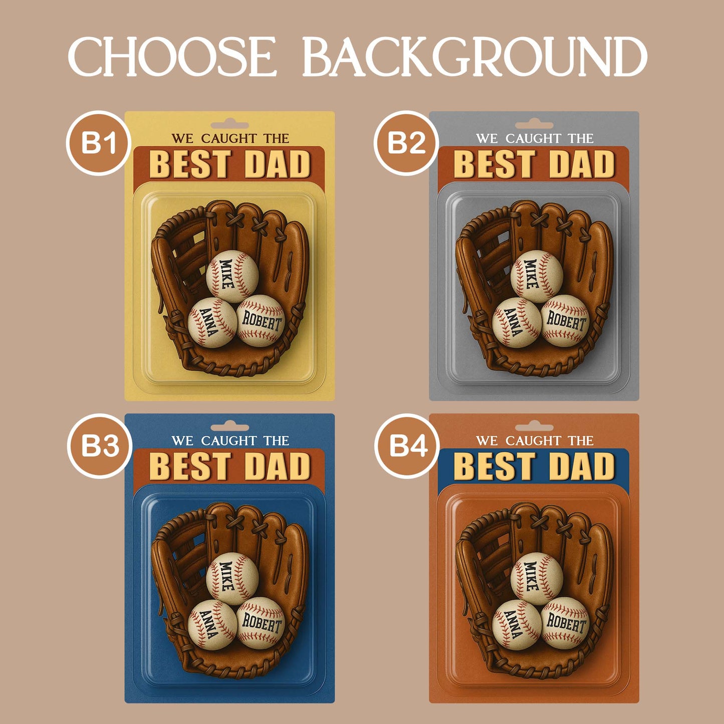 Personalized Father’s Day or Birthday Gift, We Caught the Best Dad Baseball Display with Kids' Names