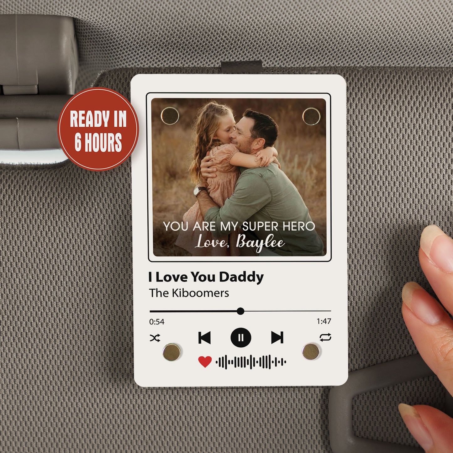 Personalized Photo Car Visor Clip Gift for Dad, Fathers Day Gifts, Gift for Grandpa