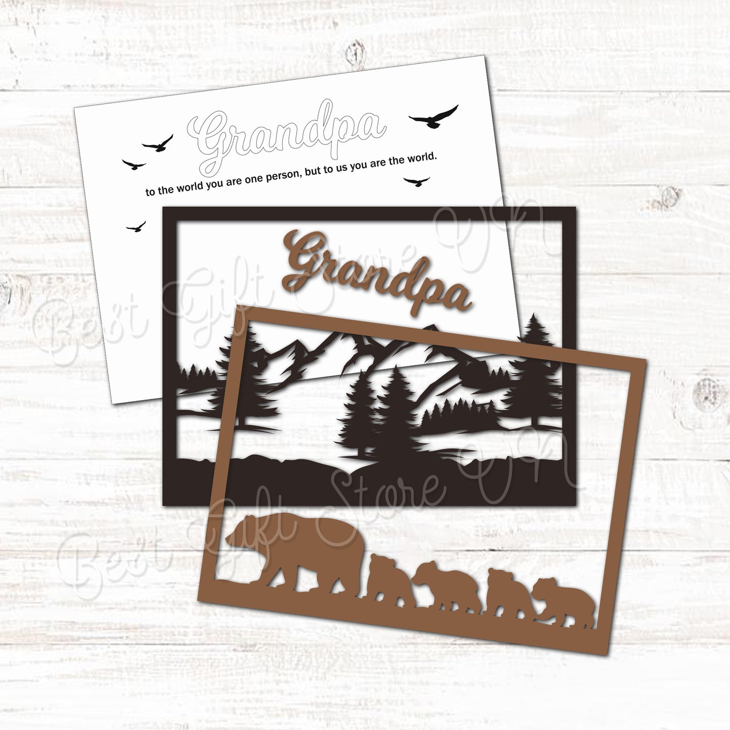 Daddy Bear Family Personalized Laser Cut File SVG for Fathers Day Digital Download for Glowforge and Cricut