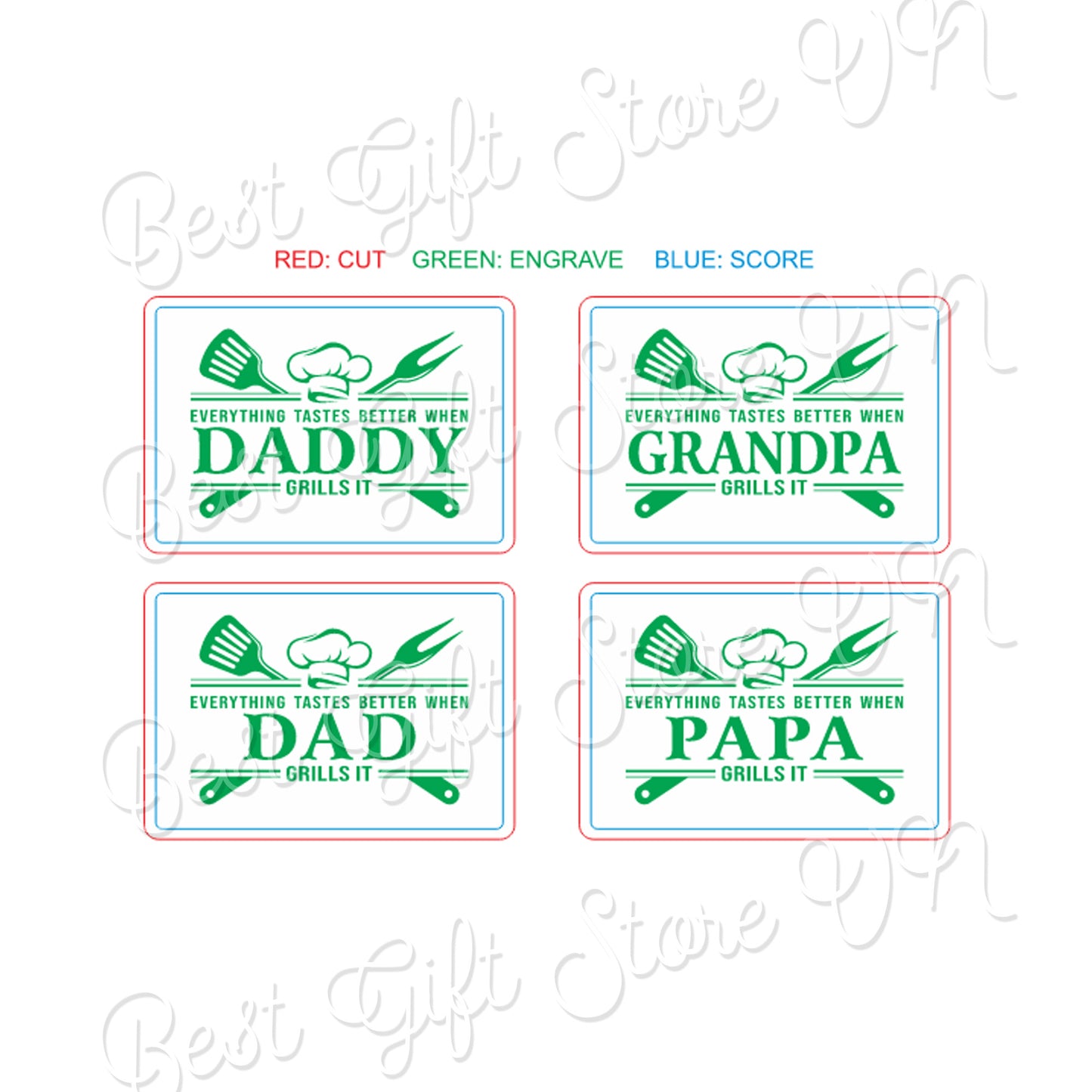 Personalized BBQ Cutting Board SVG File – Dad & Grandpa Grill Gift – Laser Engraving Design