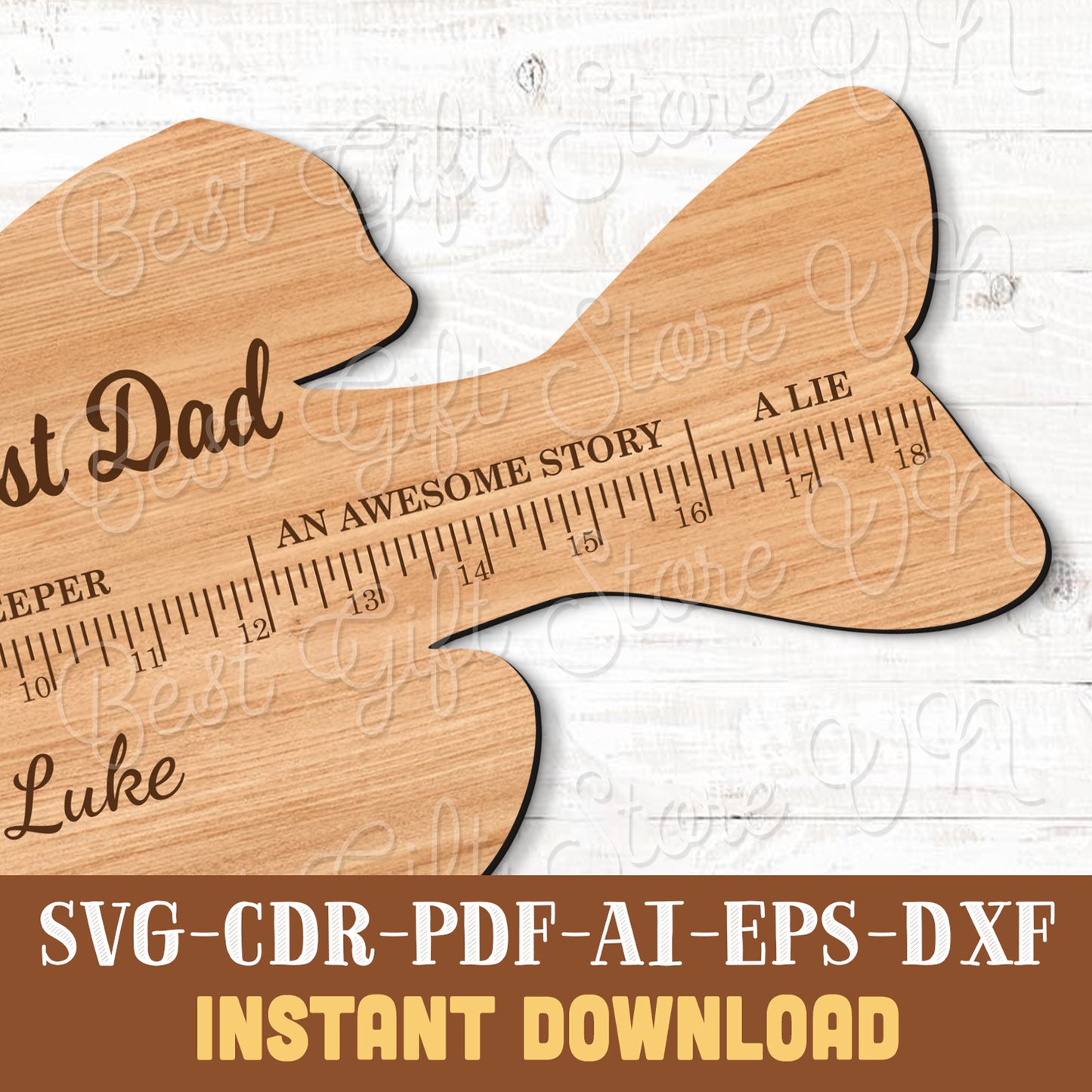 Fish Ruler SVG Laser Cut File, Father's Day Sign SVG, We Hooked The Best Dad SVG