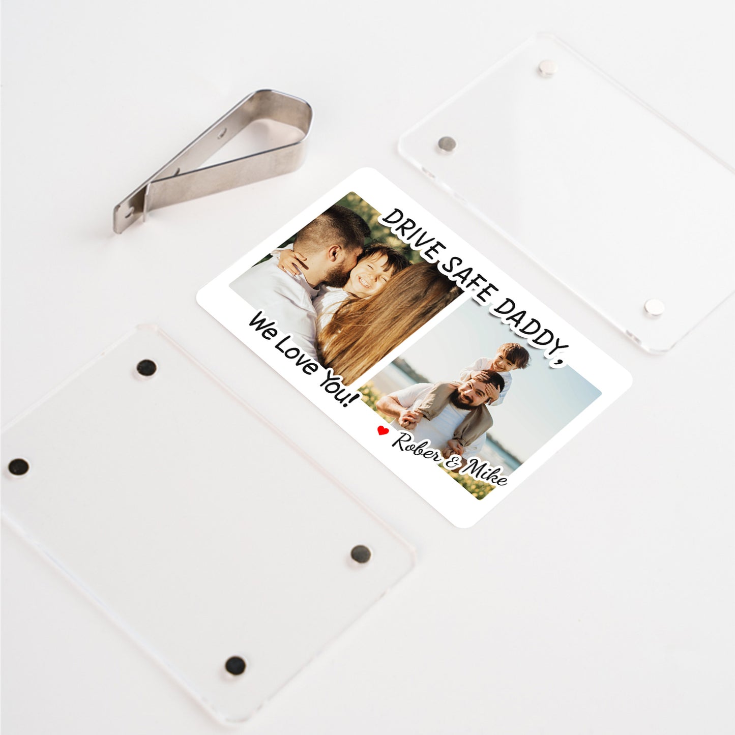 Personalized Dad Photo Car Visor Clip, Custom Fathers Day Gift, Gift for Dad from Son and Daughter
