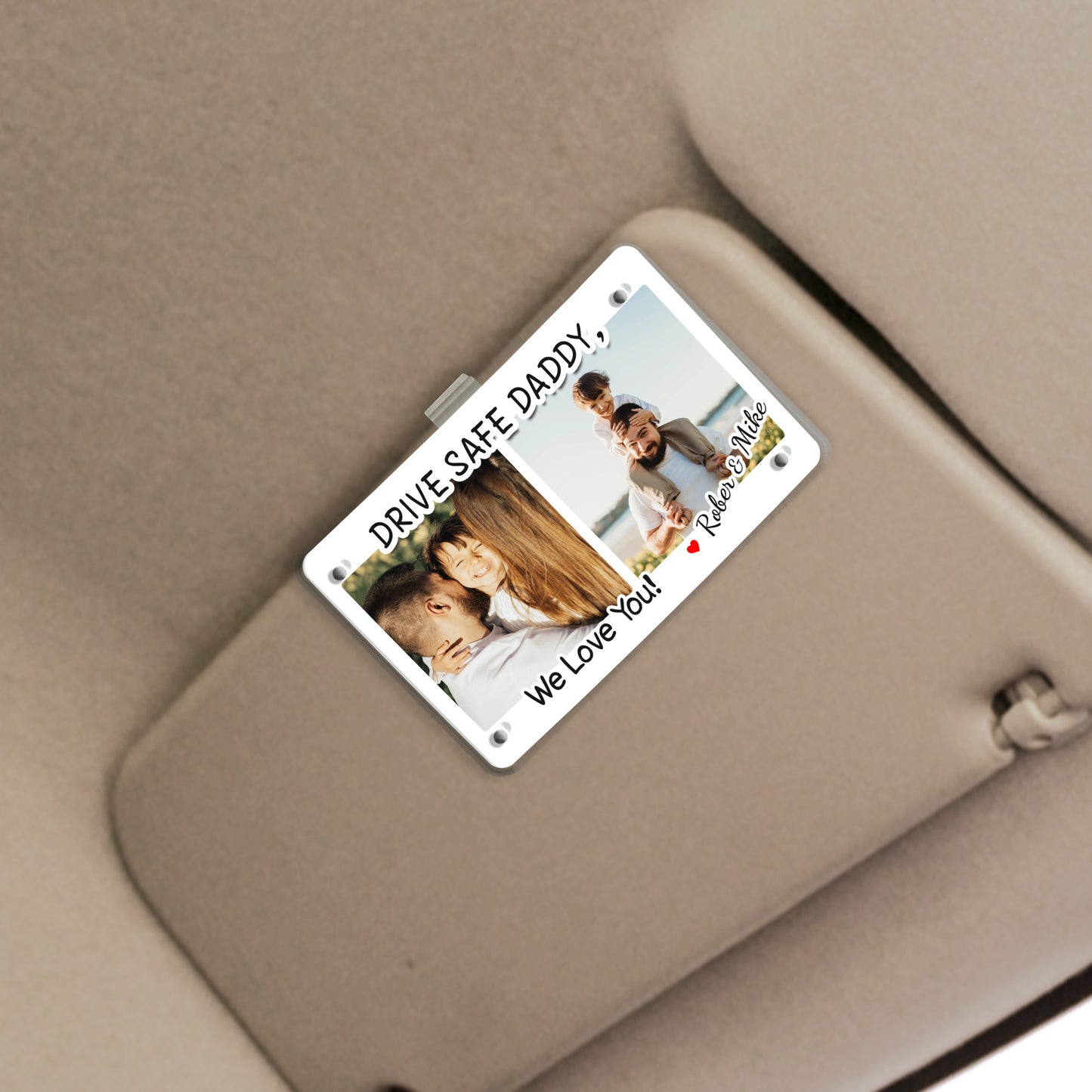 Personalized Dad Photo Car Visor Clip, Custom Fathers Day Gift, Gift for Dad from Son and Daughter