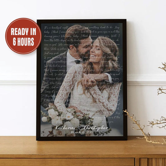 Personalized Wedding Song Lyrics with Photo Custom First Dance Canvas Print
