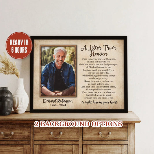A Letter from Heaven Memorial Print Custom Vintage Tribute Photo Gift