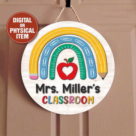 Personalized Wooden Classroom Door Sign – Back to School Teacher Gift