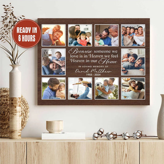 Personalized Memorial Photo Collage Wall Art Heaven in Our Home Quote