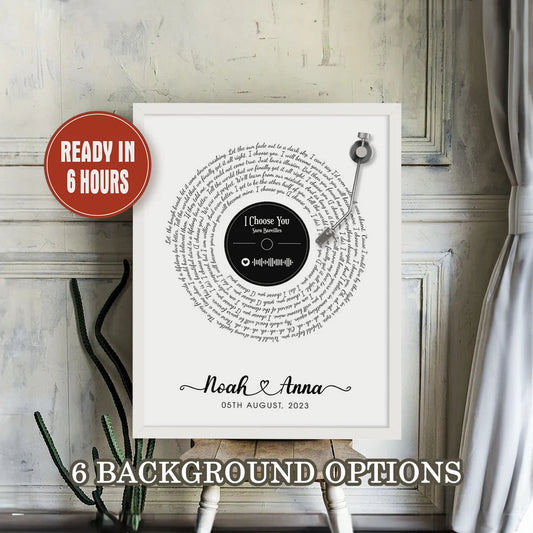 Personalized Vinyl Record Song Lyrics Wall Art Custom Couple Names Gift