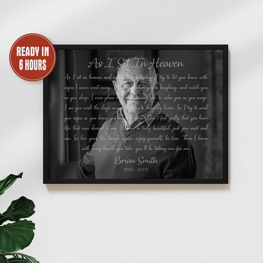As I Sit In Heaven Memorial Portrait Custom Tribute Print
